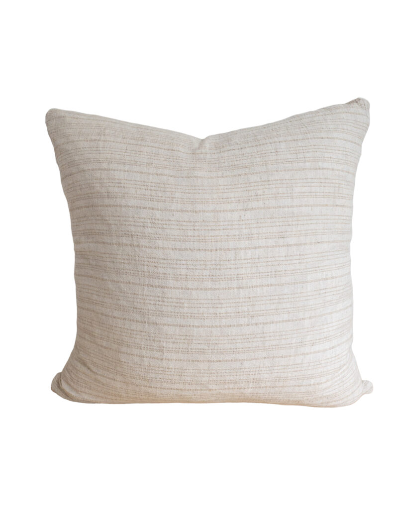 Off White With Beige Stripe Cotton Linen Crepe Pillow Cover